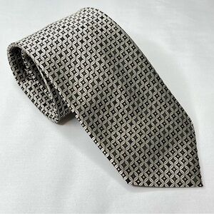 George Men's Classic Geometric Pattern Tie in Black and Silver